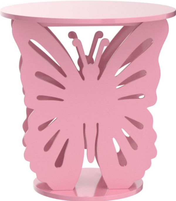 Meja berbentuk kupu-kupu dengan aksen warna pink